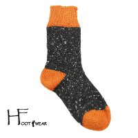 ポルトガル製ウールソックス 【H-Foot wear】 NEP　ORANGE×CHARCOAL　男女兼用(23-27cm)