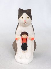 陶製人形 「ねこかまくら・ハチワレねこ」   にしおゆき