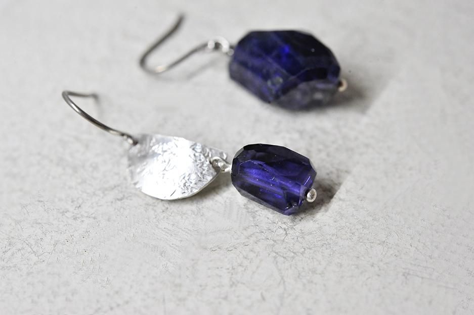 【さいちゃん】【0913-②】ピアス アイオライト＆プレシャスオパール さいちゃん】【0913-②】ピアス アイオライト＆プレシャス