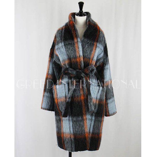 GREED internationalCHECK SHAGGY Gown Coat - Ring a Bell GREED