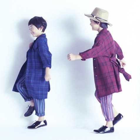 cokitica å󥰥 / linen check long coat blue check