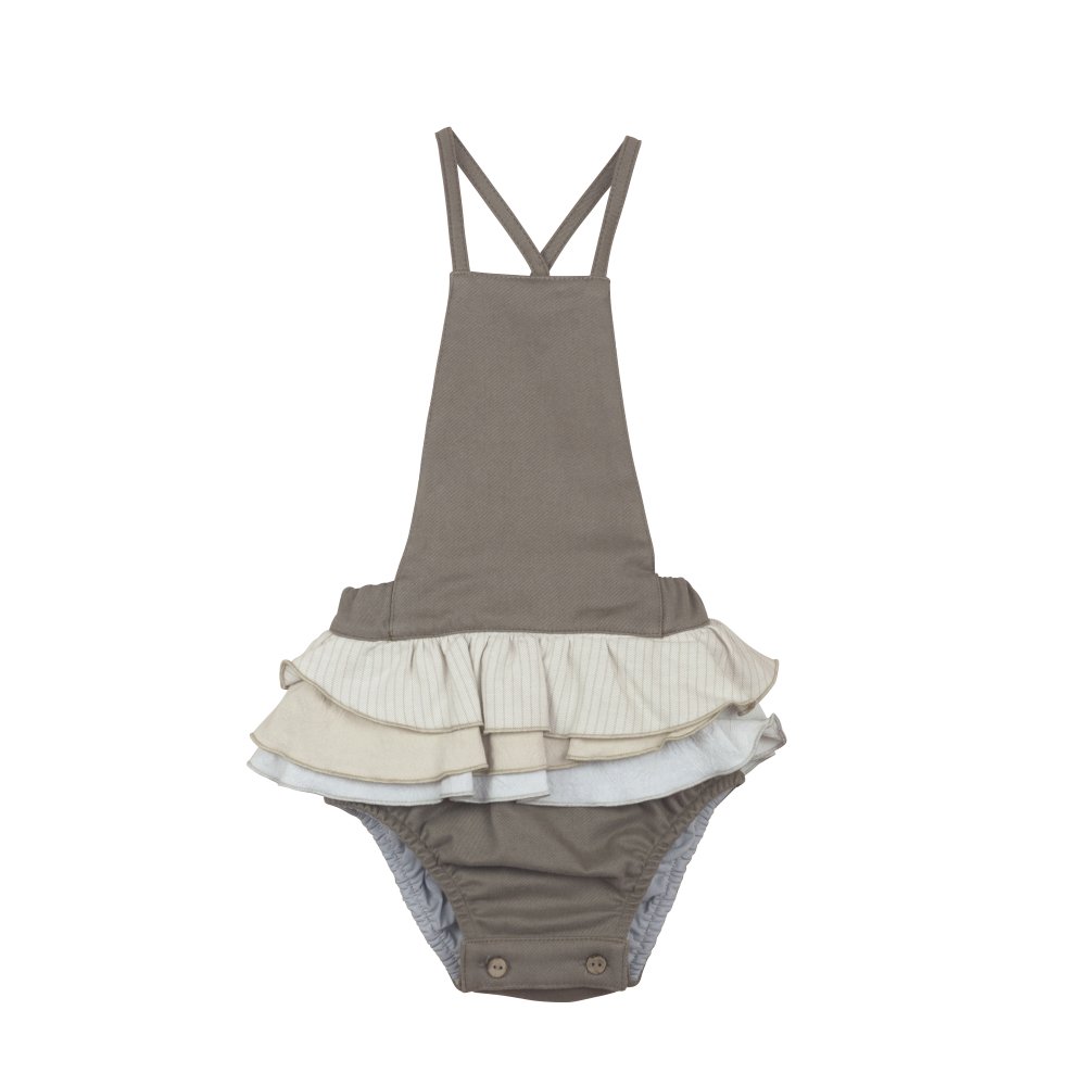 【50%→60%OFF!】Stone-coloured Romper Suit with Frill img1