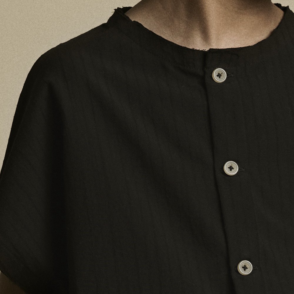 60%OFF!Crushed Cotton Shirt Black img3