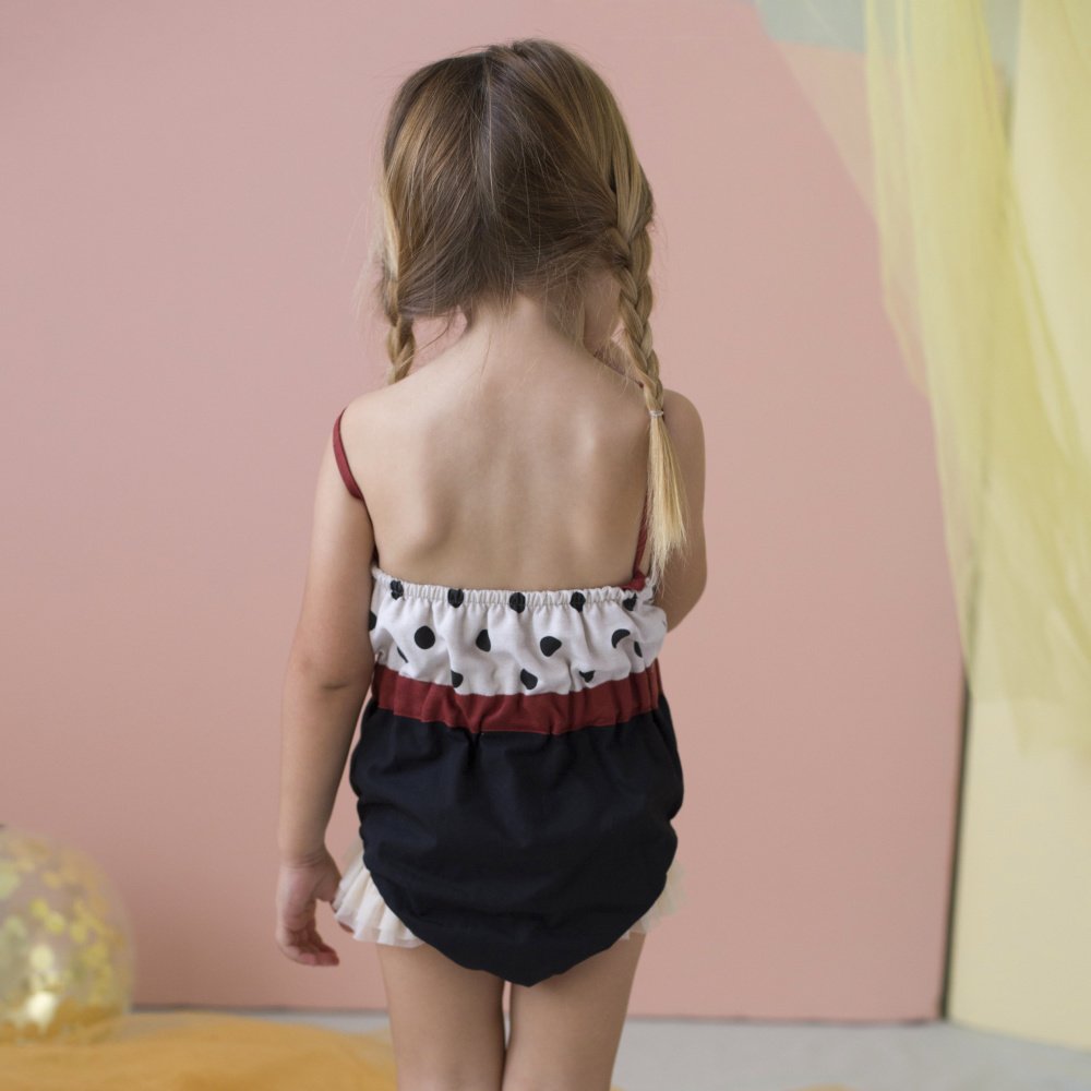 60%OFF!Reversible bathing-suit-style romper suit with black polka dot img8