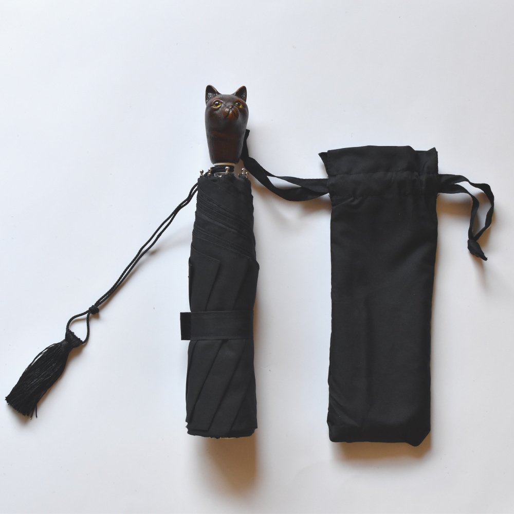 folding umbrella 晴雨兼用折りたたみ傘 cat noir - cuccu-こども服と