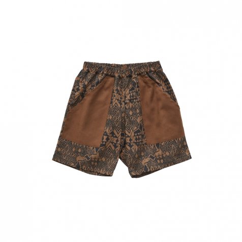 Folk art print shorts brown