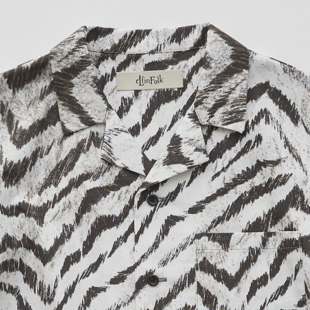 【40%OFF!】Tiger print open collared shirts white img1
