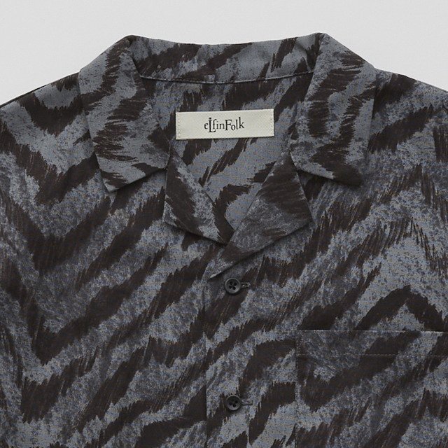 【SUMMER SALE 30%OFF!】Tiger print open collared shirts charcoal img1