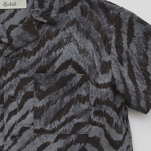 【SUMMER SALE 30%OFF!】Tiger print open collared shirts charcoal img4