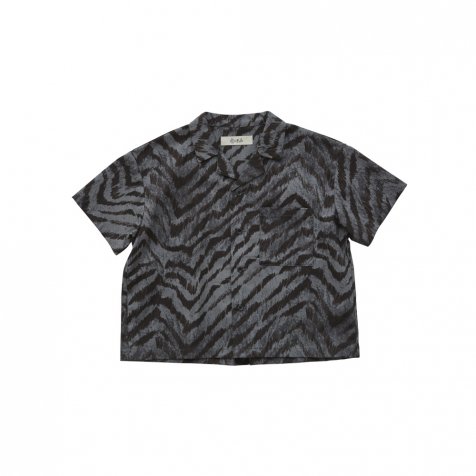 【1/23 正午販売開始予定】Tiger print open collared shirts charcoal