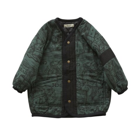 【30%OFF!】Castle town print reversible green