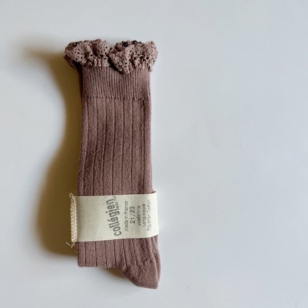 ϥå Josephine Lace-Trim Ribbed Knee-high Socks / Praline de Lyon img2