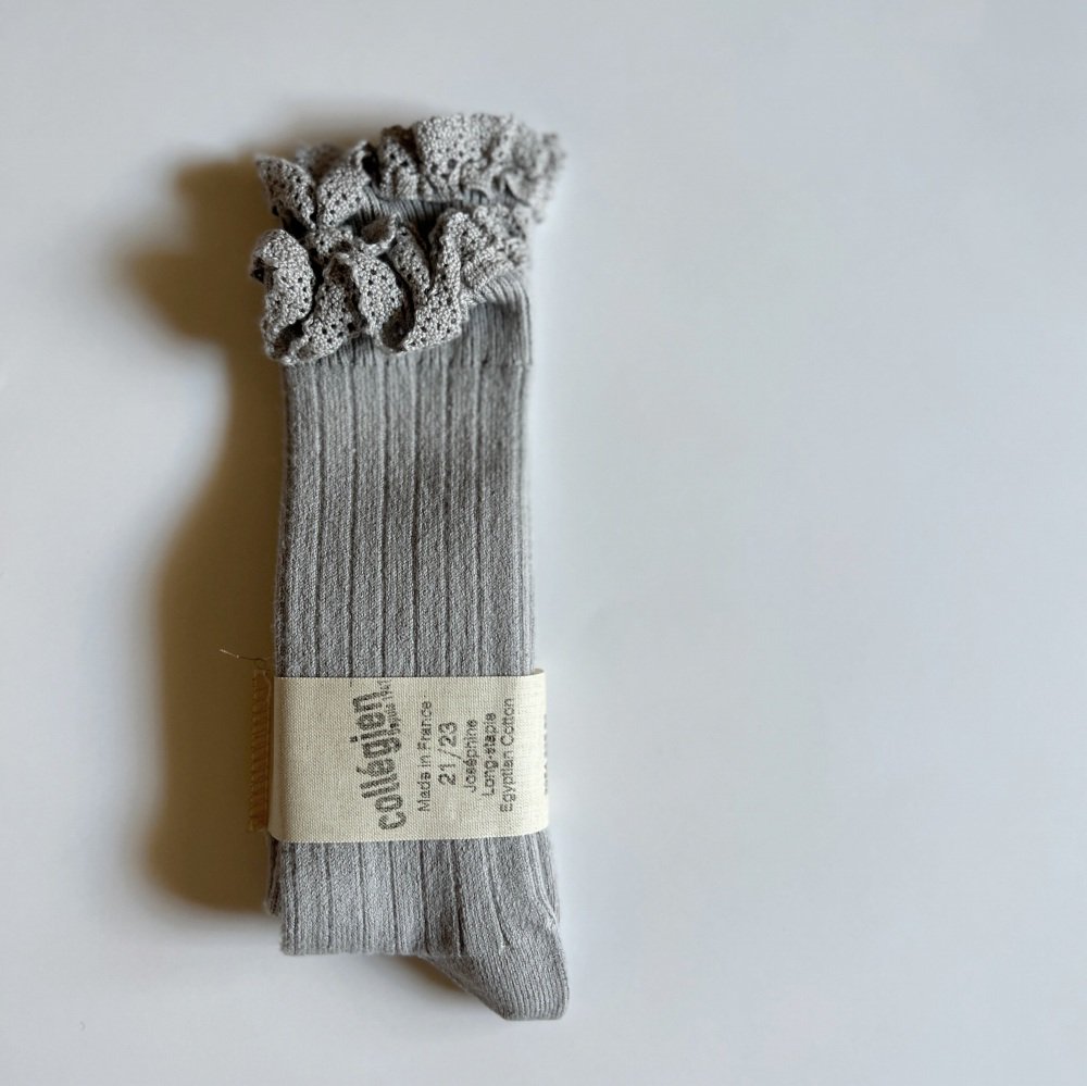 Josephine Lace-Trim Ribbed Knee-high Socks / Jour de Pluie img1