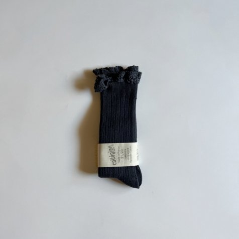 Josephine Lace-Trim Ribbed Knee-high Socks / Pierre de Volvic