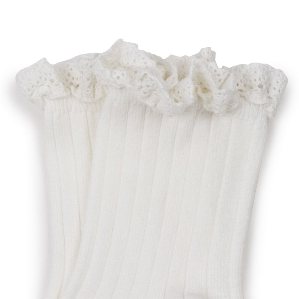 Lili Lace Trim Ribbed Ankle Socks / Blanc Neige img5