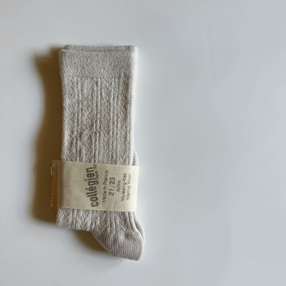Adele Pointelle Merino Wool Knee-high Socks / Doux Agneaux img1