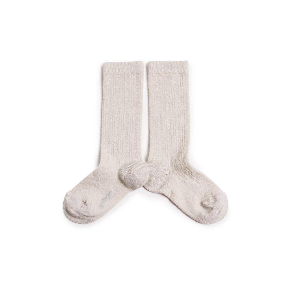 Adele Pointelle Merino Wool Knee-high Socks / Doux Agneaux img2