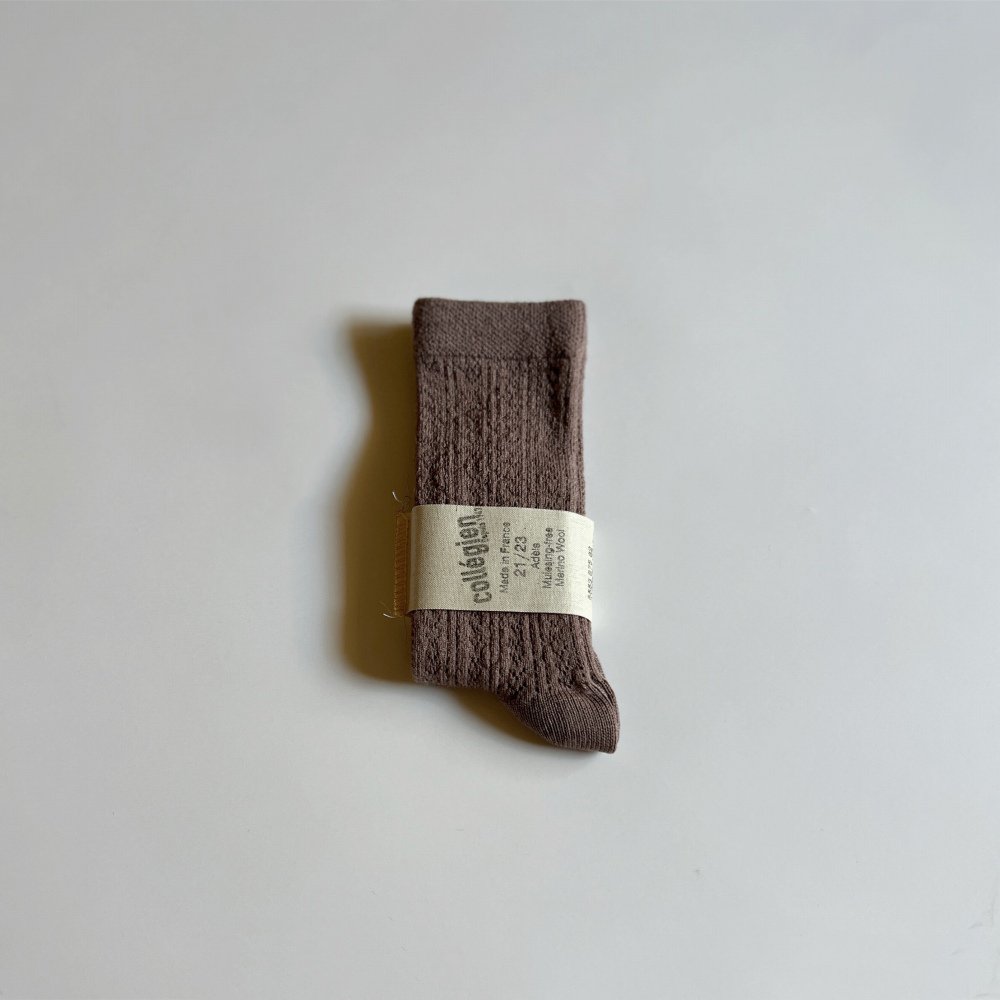 Adele Pointelle Merino Wool Knee-high Socks / Praline de Lyon img
