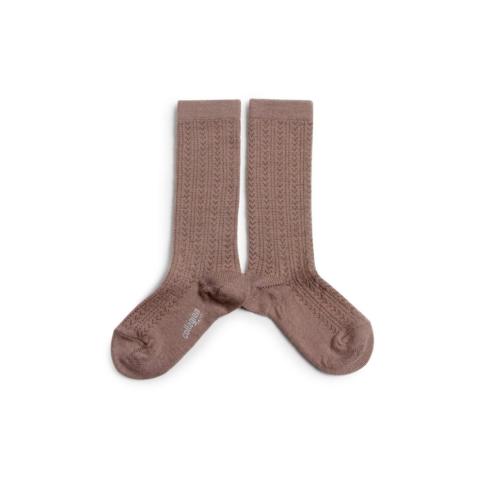 ϥå Adele Pointelle Merino Wool Knee-high Socks / Praline de Lyon img