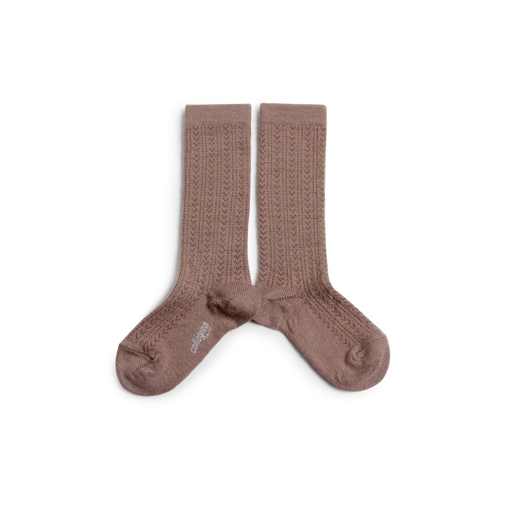 Adele Pointelle Merino Wool Knee-high Socks / Praline de Lyon img2