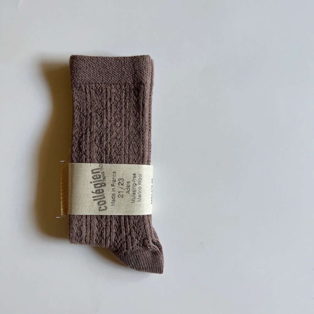 ϥå Adele Pointelle Merino Wool Knee-high Socks / Praline de Lyon img2