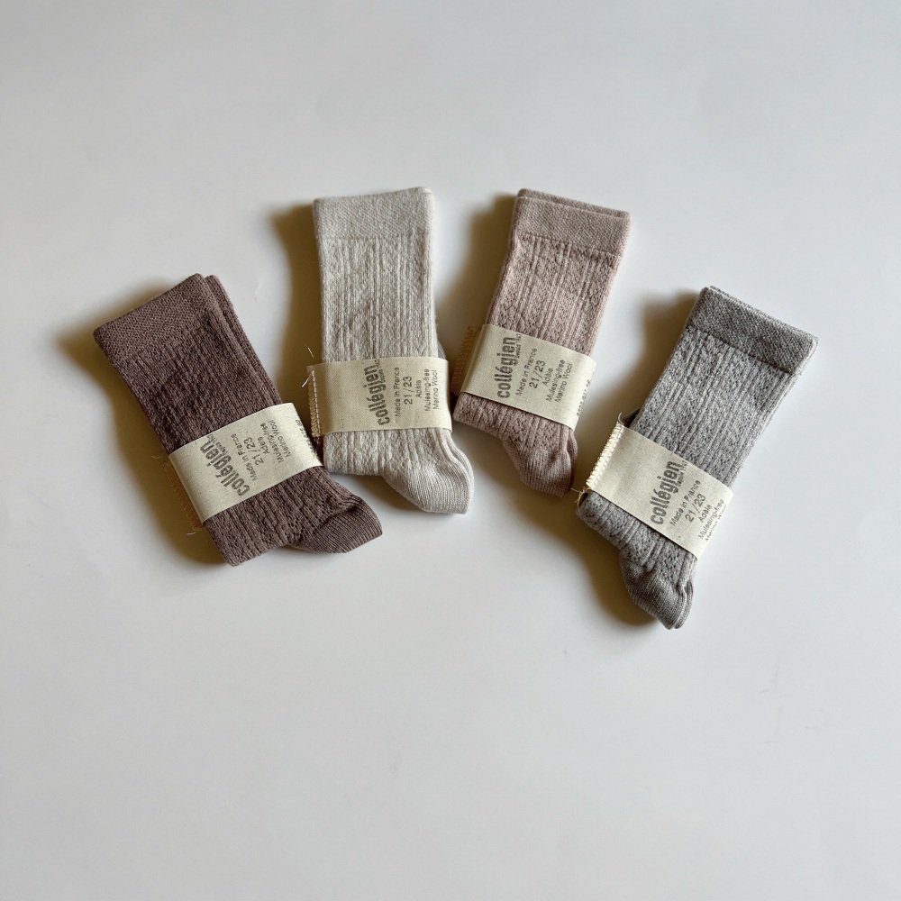 Adele Pointelle Merino Wool Knee-high Socks / Praline de Lyon img9