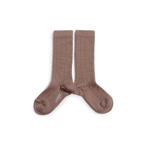 ϥå Adele Pointelle Merino Wool Knee-high Socks / Praline de Lyon