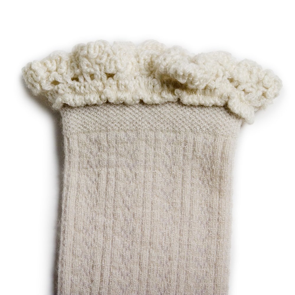 Adeline Pointelle Merino Wool Knee-high Socks with Merino Lace Trim / Doux Agneaux img3