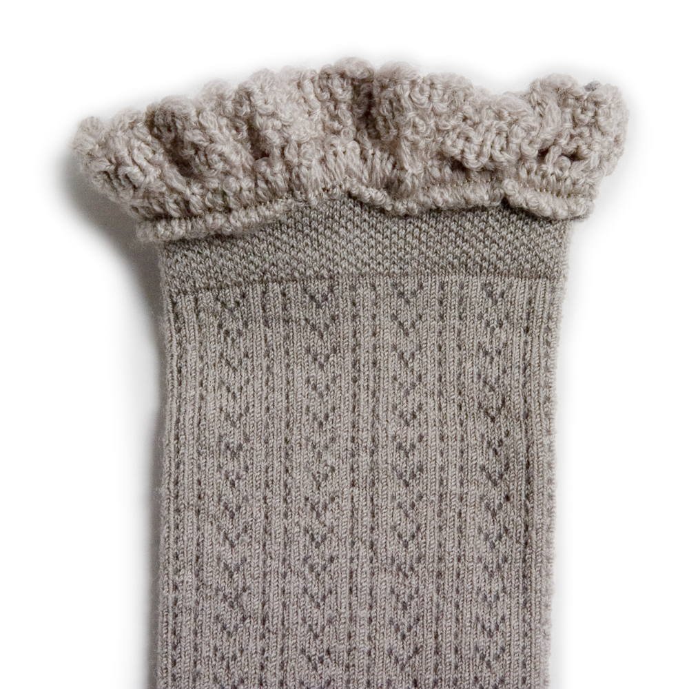 Adeline Pointelle Merino Wool Knee-high Socks with Merino Lace Trim / Jour de Pluie img3