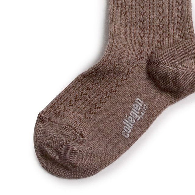 Adeline Pointelle Merino Wool Knee-high Socks with Merino Lace Trim / Praline de Lyon img4