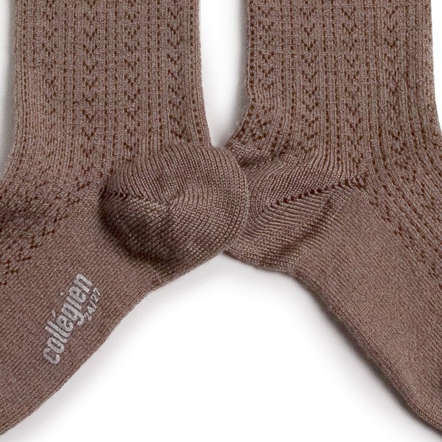 Adeline Pointelle Merino Wool Knee-high Socks with Merino Lace Trim / Praline de Lyon img5