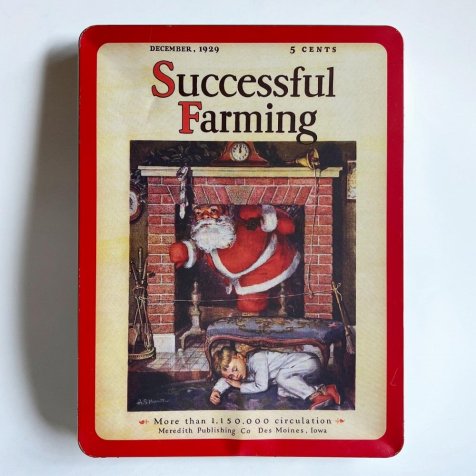 No.030 Nostalgic Santa on Successful Farming Magazine Tin Depicting 1929 ブリキ箱
