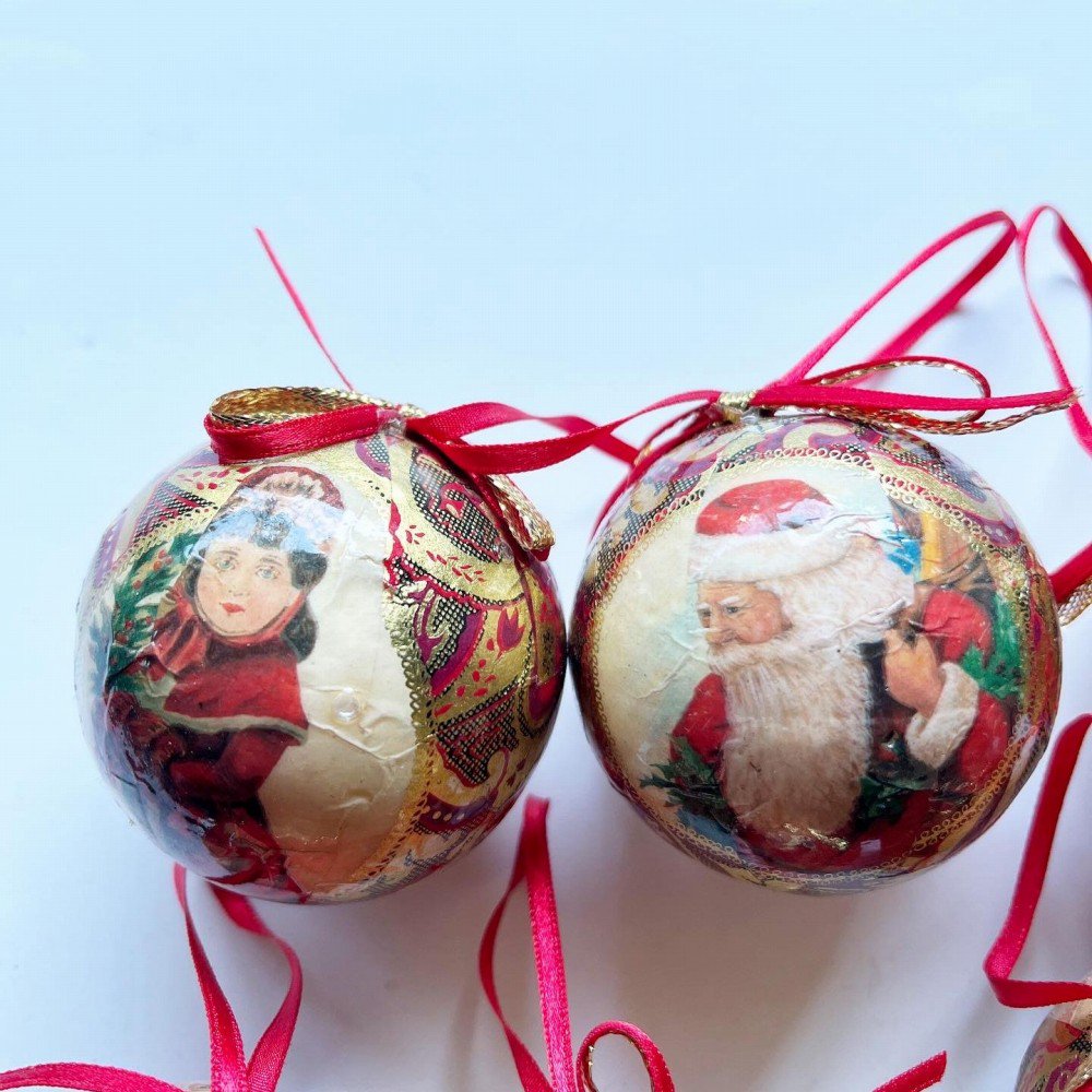 No.042 Vintage Christmas Ornament Balls Lots of 6 クリスマス