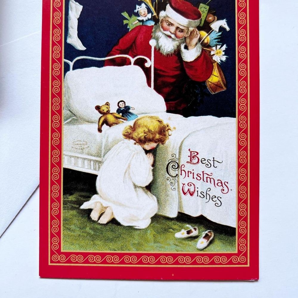 No.046 Vintage Victorian Santa and Little Girl Christmas Cards クリスマスカード 少女の願いごと img2