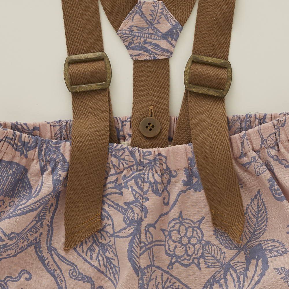 40%OFF!FLORA Cotton linen suspenders Bloomers coral pink img1