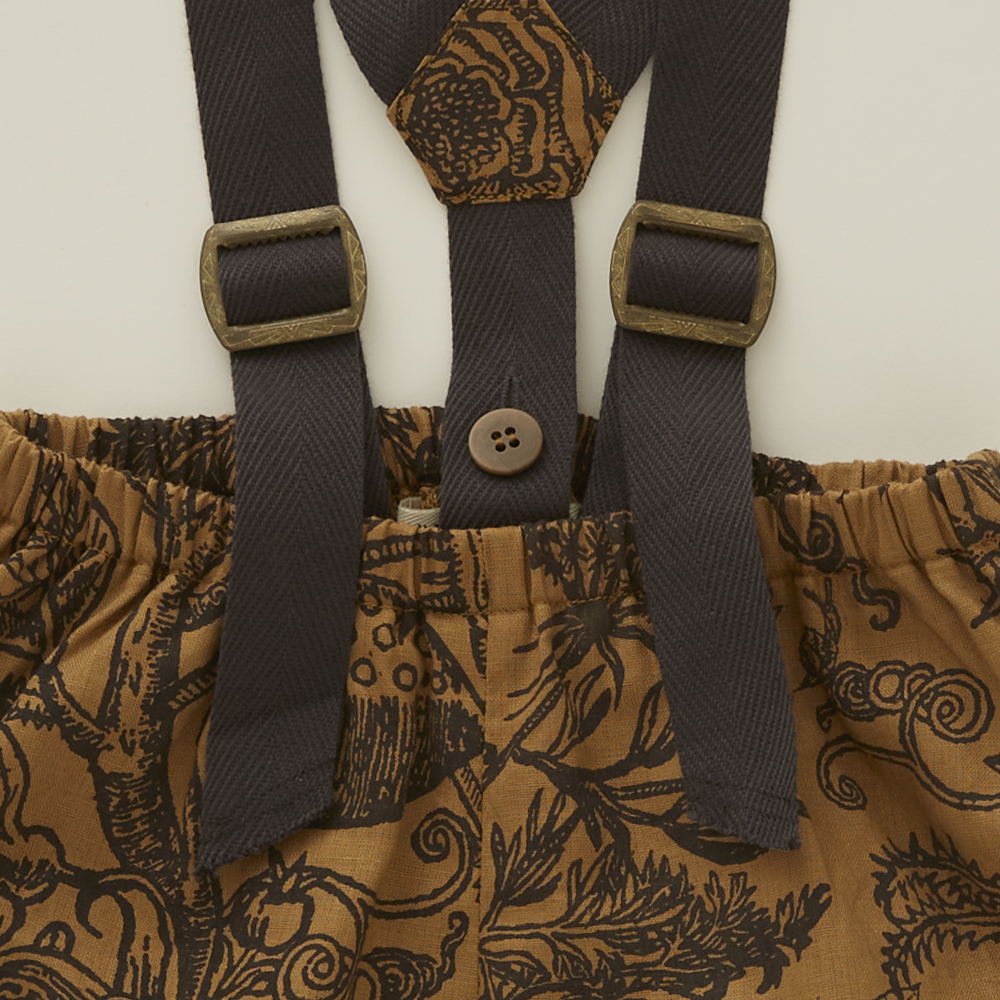 FLORA Cotton linen suspenders Bloomers camel img1