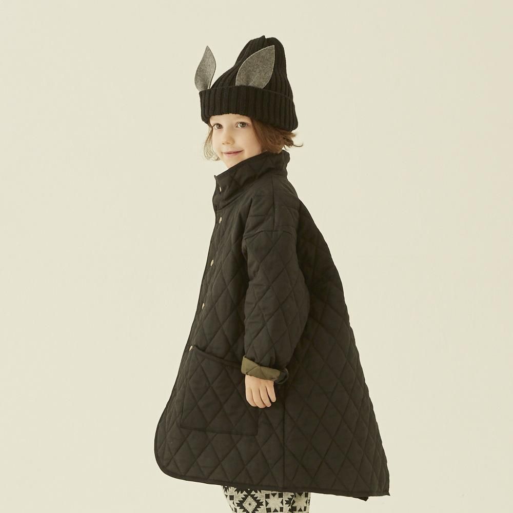 eLfinFolk キッズコート / Cotton lawn Quilt Coat black