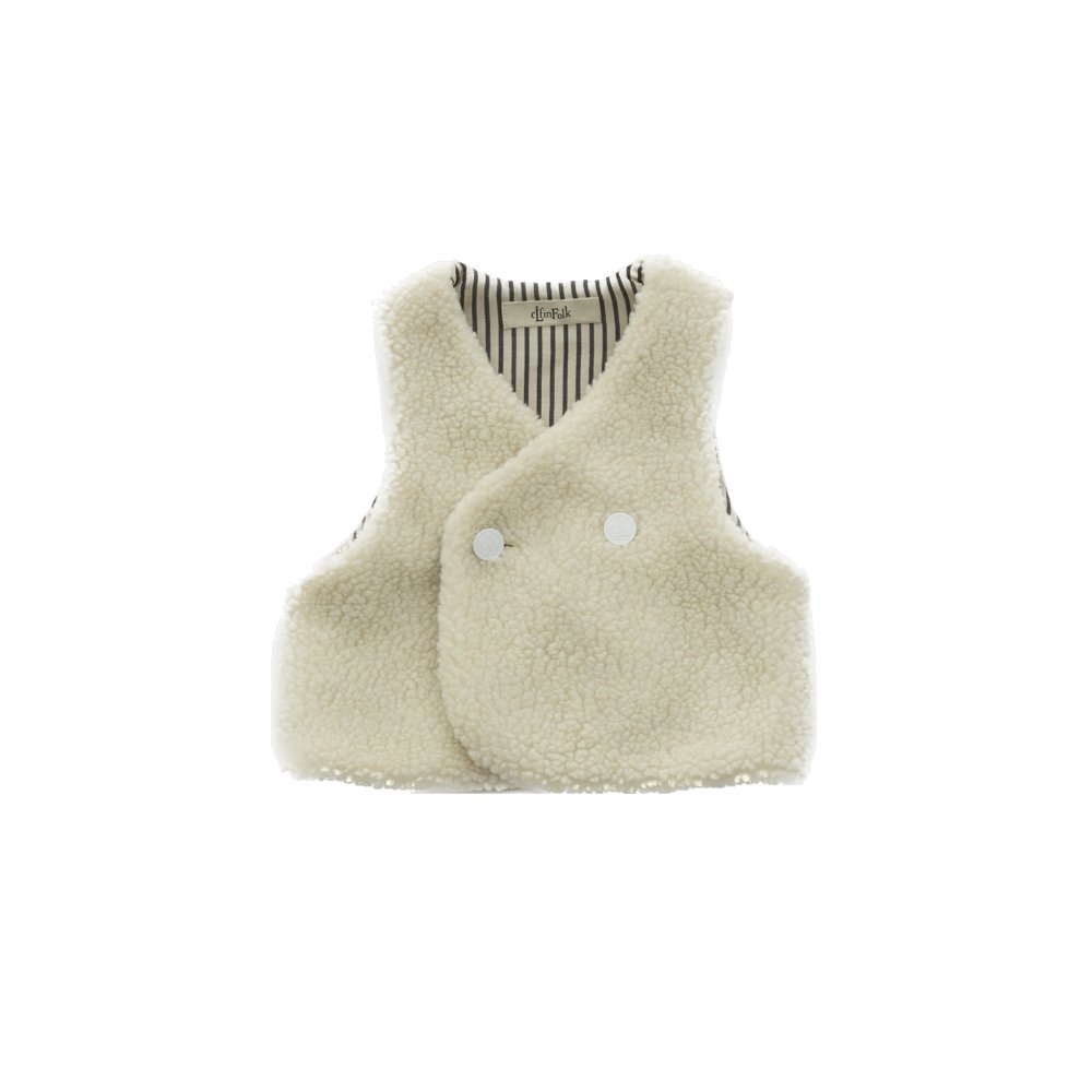 Sheep boa baby vest -reversible- ivory - cuccu-こども服と雑貨の