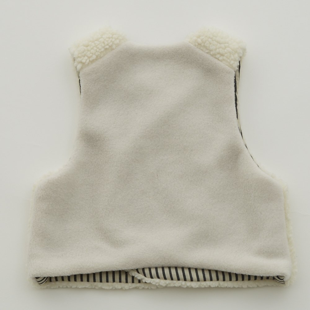 Sheep boa baby vest -reversible- ivory - cuccu-こども服と雑貨の