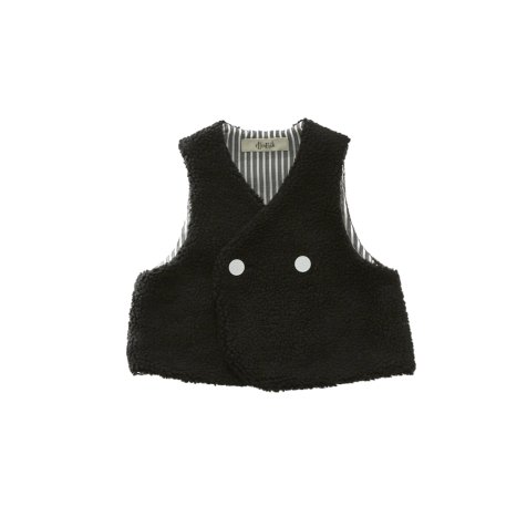 Sheep boa baby vest -reversible- black