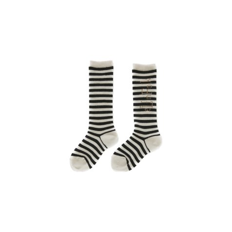 【余剰分販売】Stripe ×LOGO high socks ivory × black