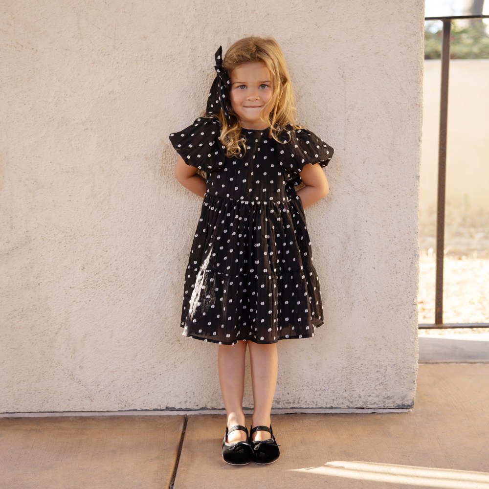 Chloe Dress Black & Ivory Dot img5
