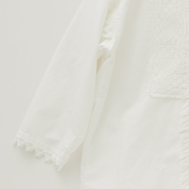 Cotton Typewriter Lace dress shirt off white img5