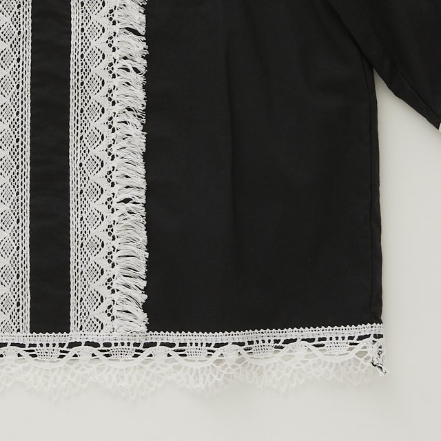 Cotton Typewriter Lace dress shirt off black img2