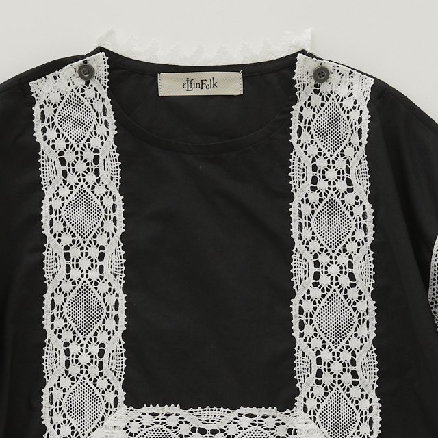 Cotton Typewriter Lace dress shirt off black img3