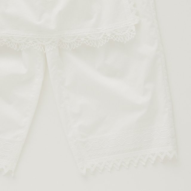 Cotton Typewriter Lace Apron Pants off white img2