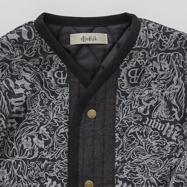 Magic Spell print Cotton Viyella Quiltung Jacket charcoal img2