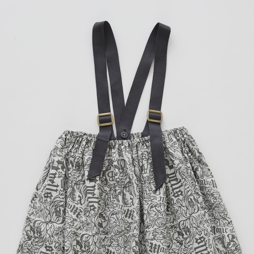 Magic Spell print Cotton Viyella Suspenders Skirt light gray img1