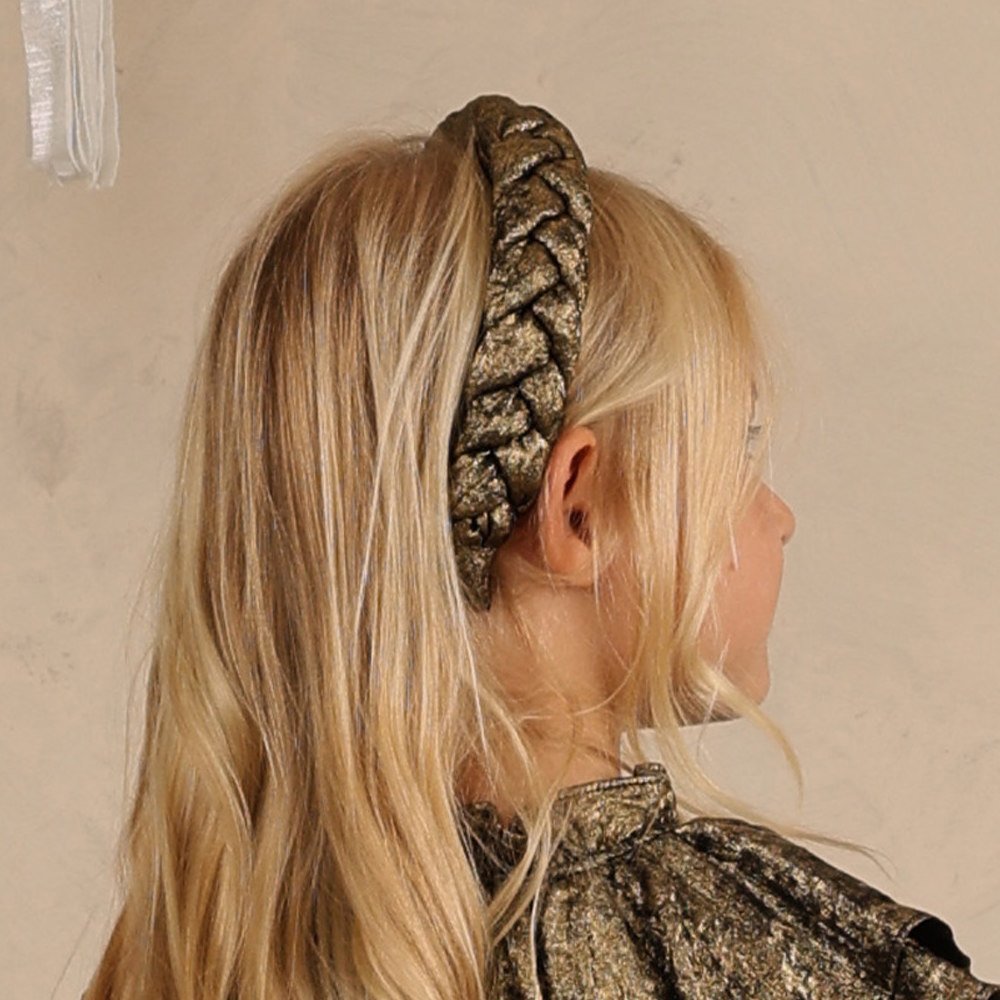 Metallic Braided Headband Gold img4