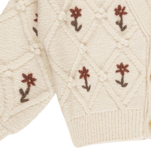 ǥ Boxy Cardigan Winter Floral Embroid img2